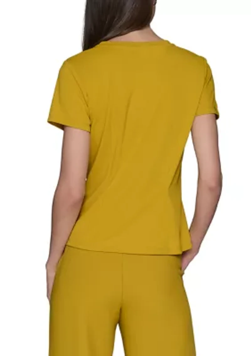 Women's Short Sleeve Pleated Knit Top