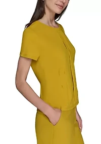 Women's Short Sleeve Pleated Knit Top