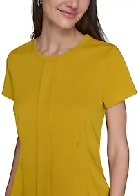 Women's Short Sleeve Pleated Knit Top