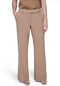 Women's High Waisted Fit and Flare Pants with Extended Tab