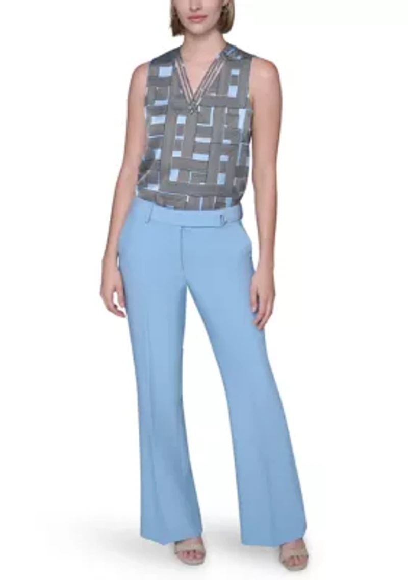 Women's High Waisted Fit and Flare Pants with Extended Tab