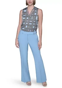 Women's High Waisted Fit and Flare Pants with Extended Tab