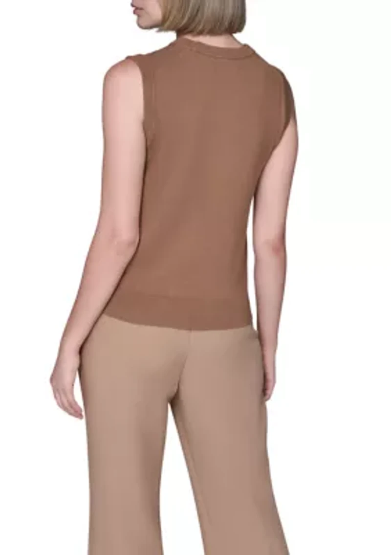 Sleeveless Sweater with Pearls