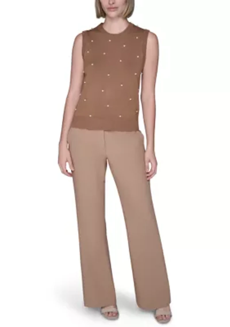 Sleeveless Sweater with Pearls