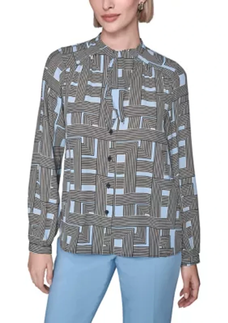 Women's Long Sleeve Tie Neck Blouse