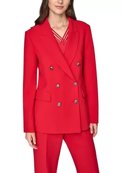 Women's Double Breasted Jacket with Satin Trim