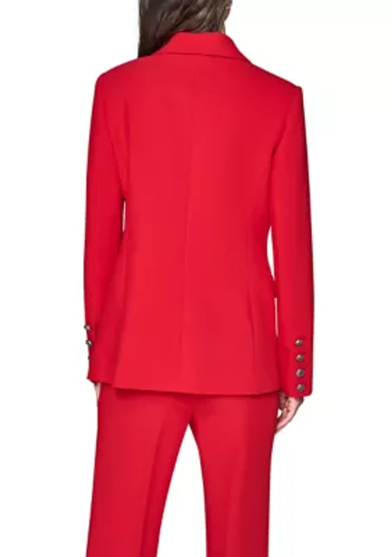 Women's Double Breasted Jacket with Satin Trim