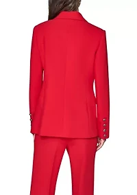 Women's Double Breasted Jacket with Satin Trim