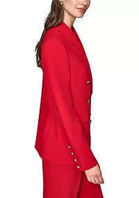 Women's Double Breasted Jacket with Satin Trim