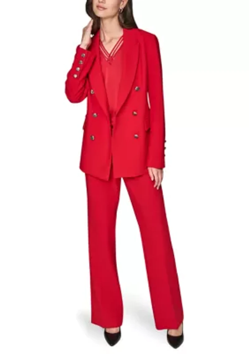 Women's Double Breasted Jacket with Satin Trim