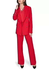 Women's Double Breasted Jacket with Satin Trim