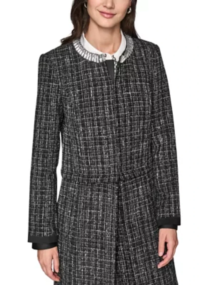 Women's Novelty Twofer Jacket with Rhinestone Neckline