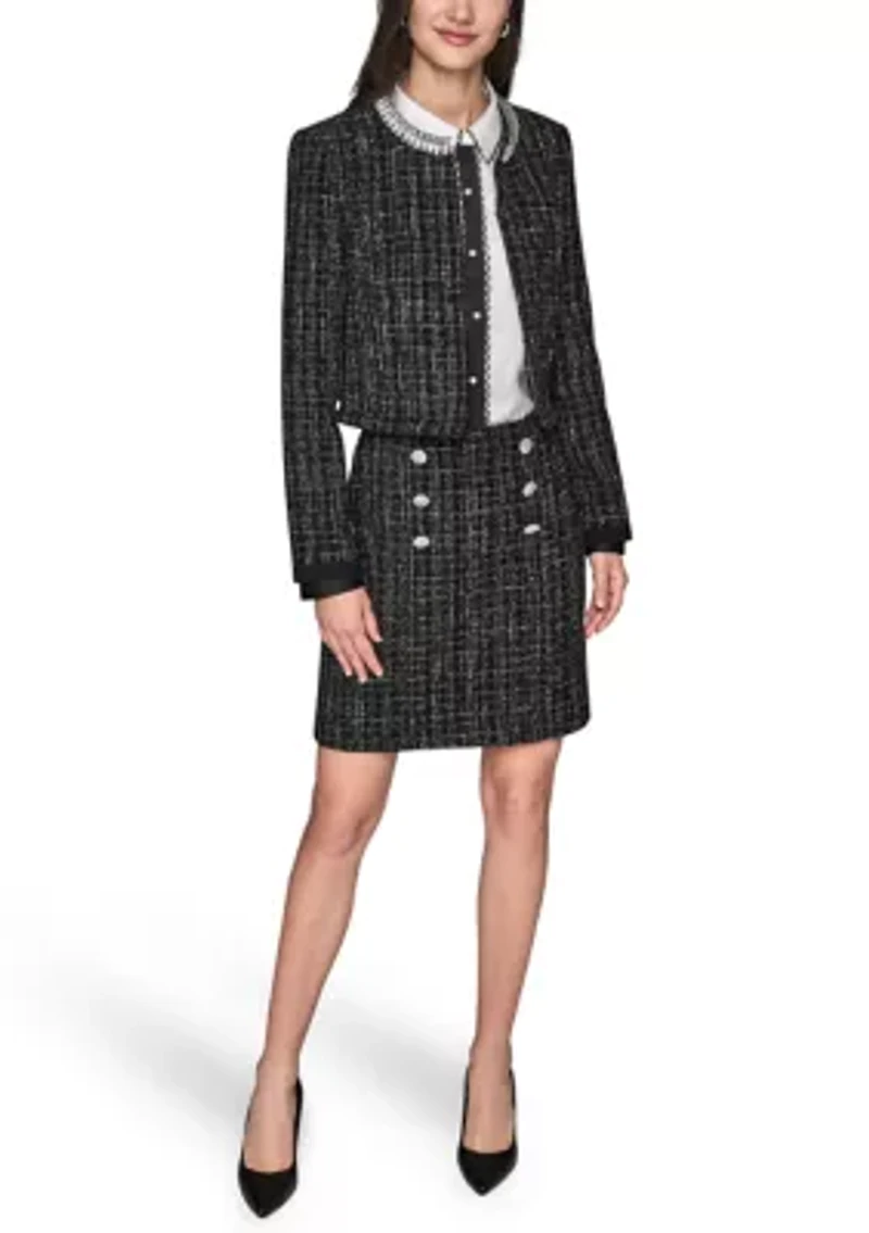 Women's Novelty Twofer Jacket with Rhinestone Neckline