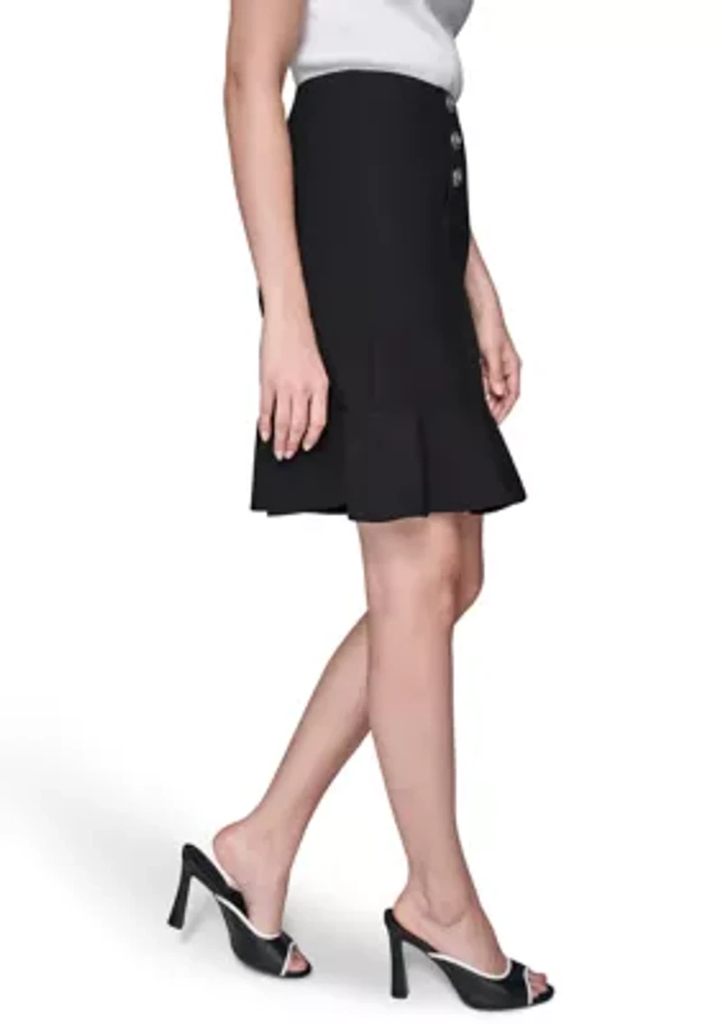Women's Peplum Skirt with Button Detail