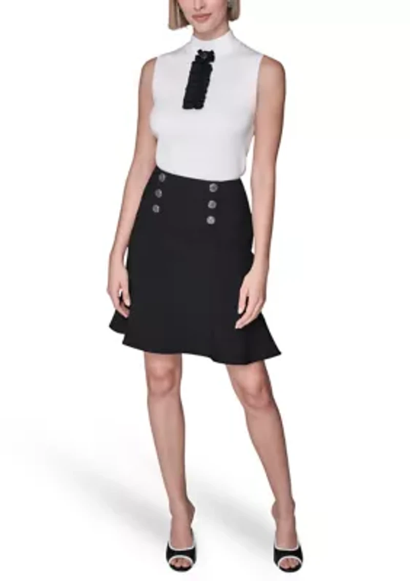 Women's Peplum Skirt with Button Detail