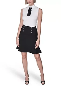 Women's Peplum Skirt with Button Detail
