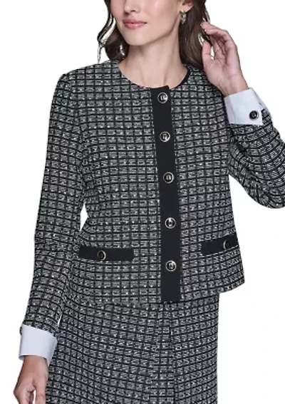 Women's Cropped Tweed Jacket with Cuffs
