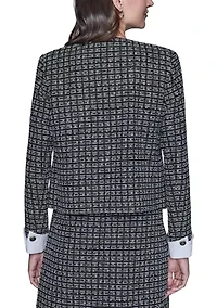 Women's Cropped Tweed Jacket with Cuffs