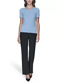 Women's Short Sleeve Ribbed Sweater