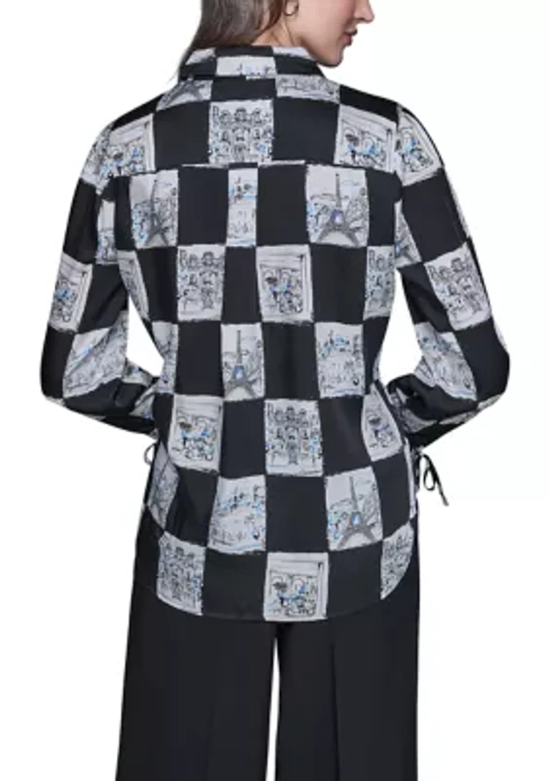 Women's Long Sleeve Printed Blouse