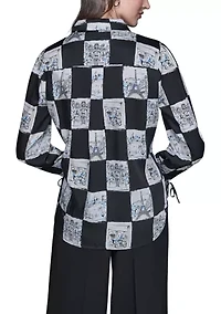 Women's Long Sleeve Printed Blouse