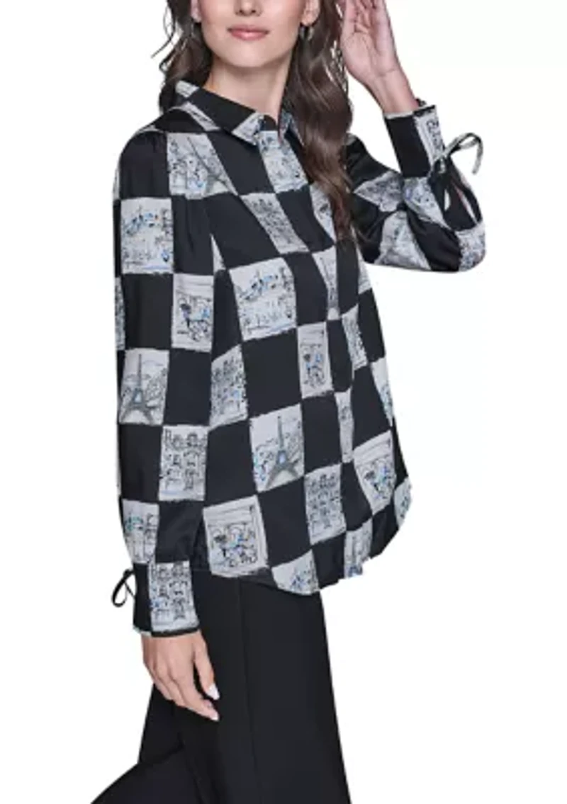 Women's Long Sleeve Printed Blouse