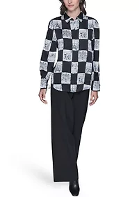 Women's Long Sleeve Printed Blouse