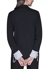 Women's Long Sleeve Contrast Tipped Blouse