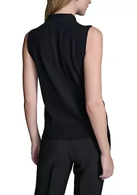 Women's Sleeveless Pearl Button Sweater