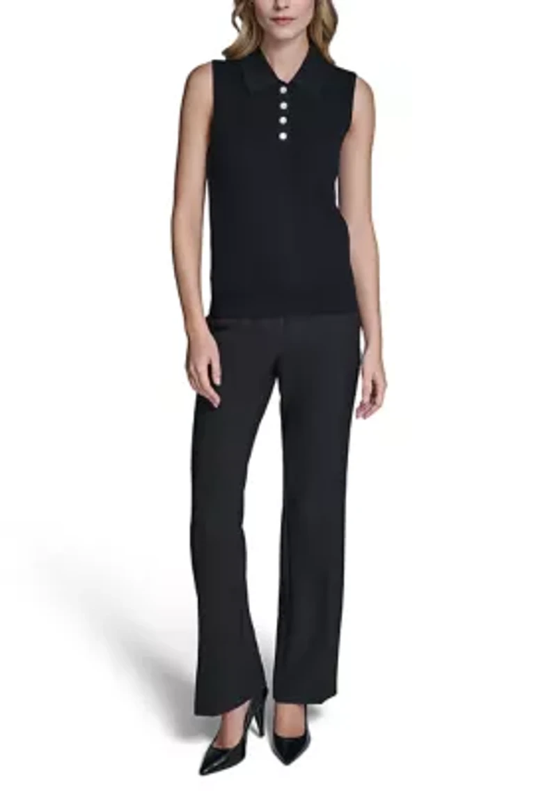 Women's Sleeveless Pearl Button Sweater