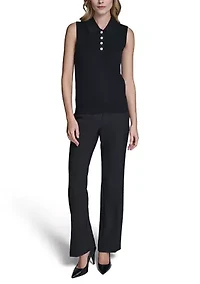 Women's Sleeveless Pearl Button Sweater