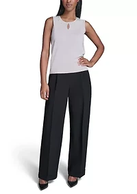 Women's Sleeveless Pearl Trim Sweater