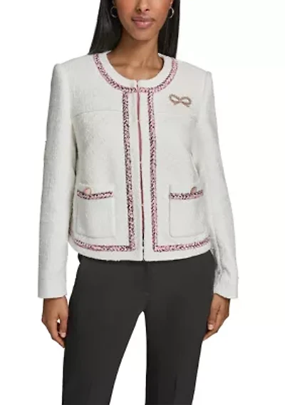 Women's Long Sleeve Tipped Tweed Jacket