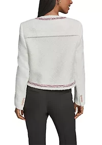 Women's Long Sleeve Tipped Tweed Jacket