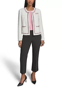 Women's Long Sleeve Tipped Tweed Jacket
