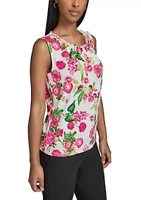 Women's Sleeveless Knit Pearl Neck Top