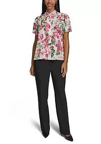 Women's Collared Printed Blouse