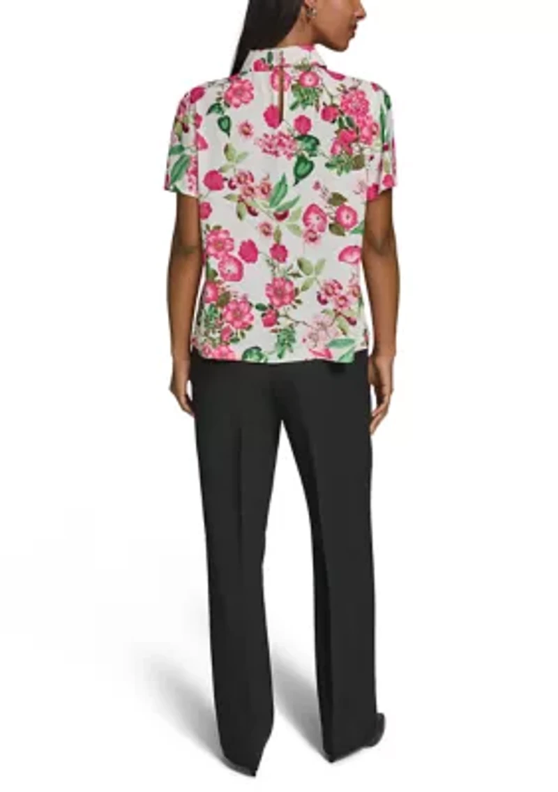 Women's Collared Printed Blouse