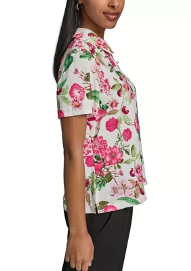 Women's Collared Printed Blouse
