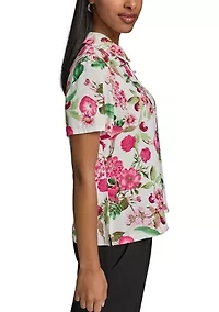 Women's Collared Printed Blouse