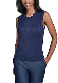 Women's Scallop Neck Sleeveless Sweater