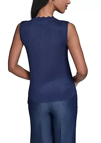 Women's Scallop Neck Sleeveless Sweater
