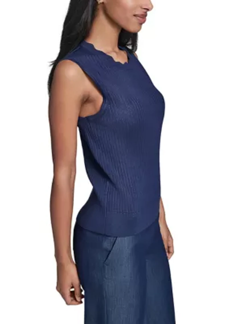 Women's Scallop Neck Sleeveless Sweater