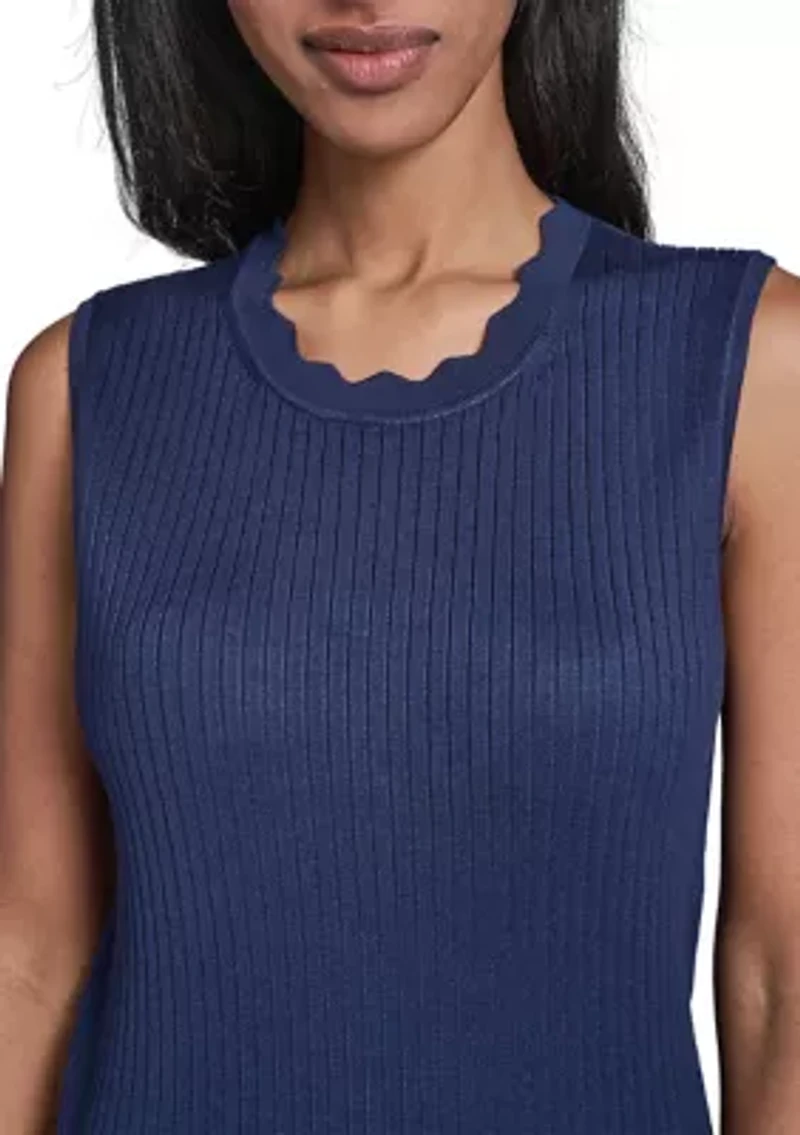 Women's Scallop Neck Sleeveless Sweater