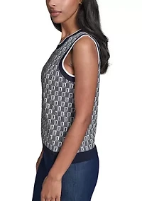 Women's Sleeveless Tipped Geometric Sweater