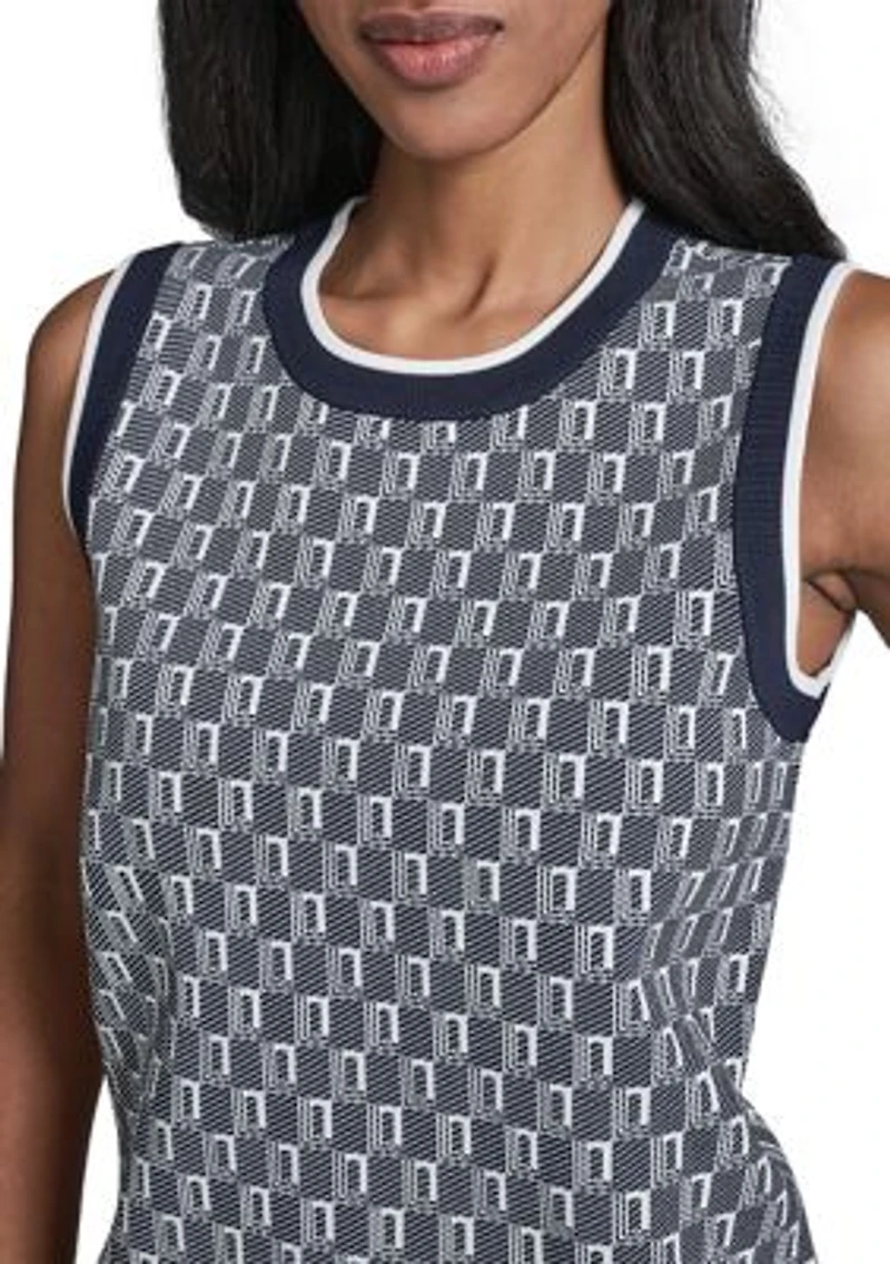 Women's Sleeveless Tipped Geometric Sweater