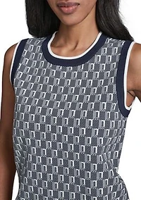 Women's Sleeveless Tipped Geometric Sweater