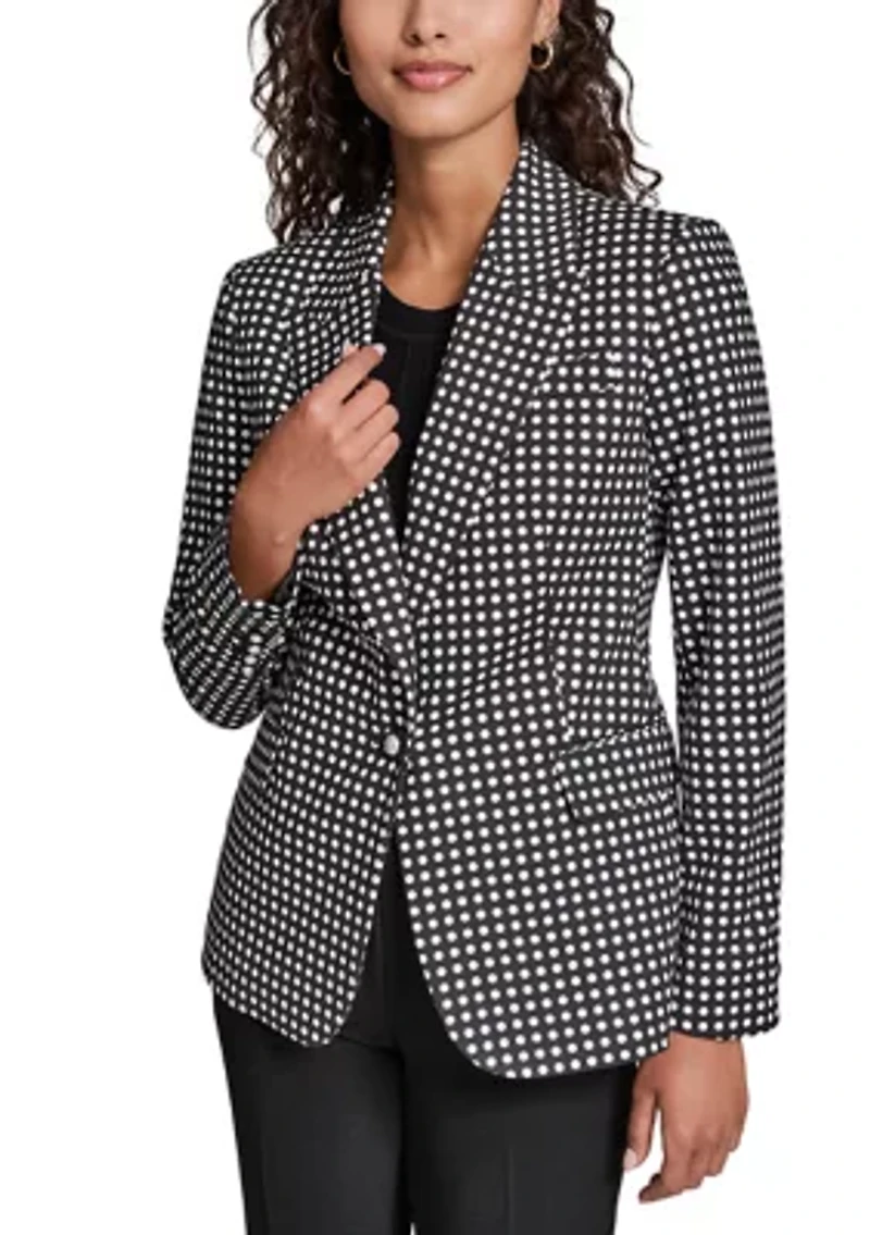 Women's Long Sleeve Dot Notch Collar Blazer