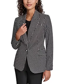 Women's Long Sleeve Dot Notch Collar Blazer