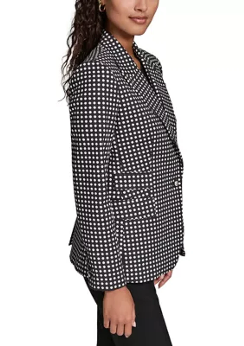 Women's Long Sleeve Dot Notch Collar Blazer